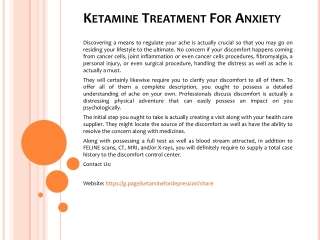 Ketamine Treatment For Anxiety