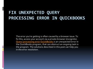 Resolve the Query Processing Error QuickBooks on Application