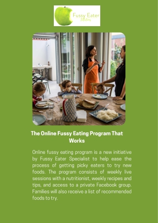 The Online Fussy Eating program That Works