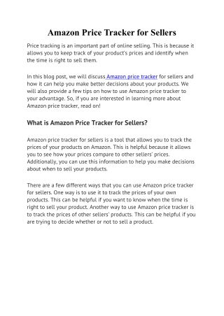 Amazon Price Tracker for Sellers