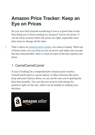 Amazon Price Tracker- Keep an Eye on Prices