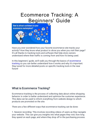 Ecommerce Tracking-A Beginners' Guide