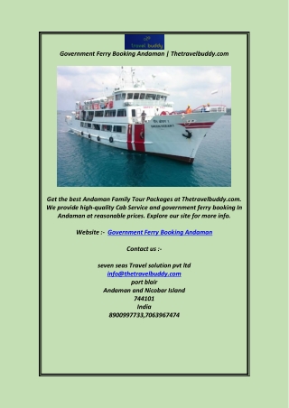 Government Ferry Booking Andaman  Thetravelbuddy.com