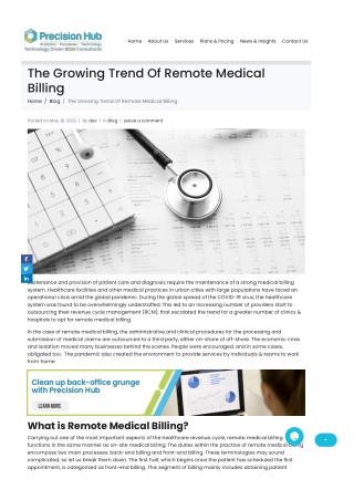 The Growing Practice of Remote Medical Billing