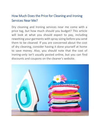 How Much Does the Price for Cleaning and Ironing Services Near Me