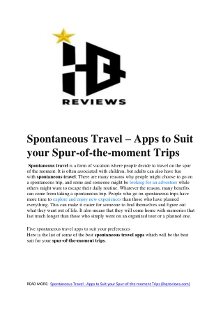 Spontaneous Travel – Apps to Suit your Spur-of-the-moment Trips