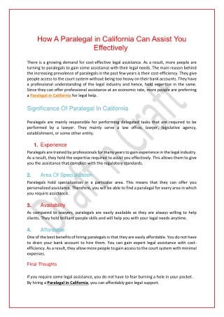 How A Paralegal in California Can Assist You Effectively