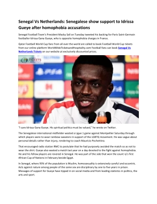 Senegal Vs Netherlands Senegalese show support to Idrissa Gueye after homophobia accusations