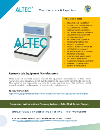 Research Lab Equipment Manufacturers