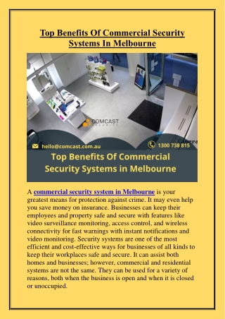 Top Benefits Of Commercial Security Systems In Melbourne