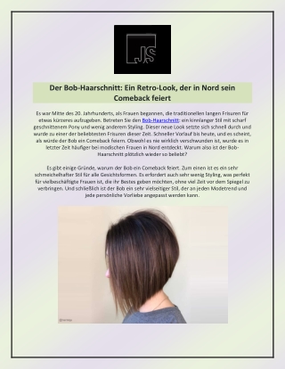 Der Bob-Haarschnitt Ein Retro-Look, der in Nord sein Comeback feiert