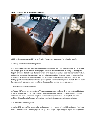 Trading erp software in Dubai