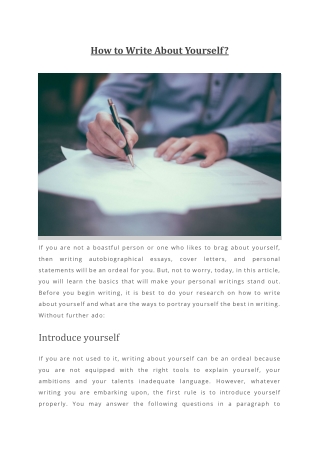 How to Write About Yourself