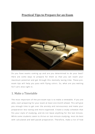 Practical Tips to Prepare for an Exam