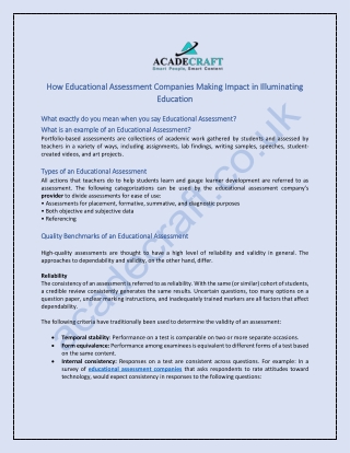 How Educational Assessment Companies Making Impact in Illuminating  Education