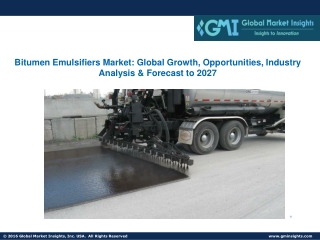 Bitumen Emulsifiers Market: Global Growth, Opportunities, Industry Analysis