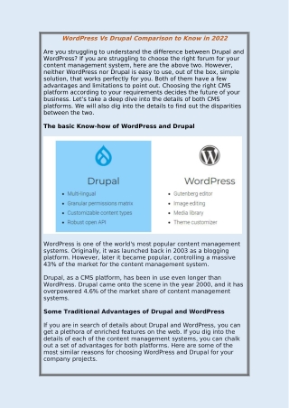 WordPress Vs Drupal Comparison to Know in 2022