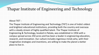 Thapar Institute of Engineering and Technology