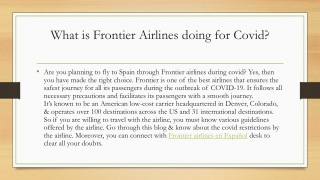 What is Frontier Airlines doing for Covid