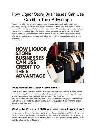 How Liquor Store Businesses Can Use Credit to Their Advantage