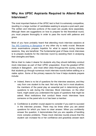 Why Are UPSC Aspirants Required to Attend Mock Interviews