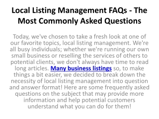 Local Listing Management FAQs - The Most Commonly Asked Questions