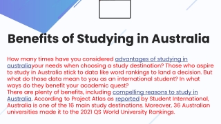 Benefits of Studying in Australia