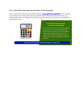 Can I Take Aid If Cash App Fee Calculator Is Not Working