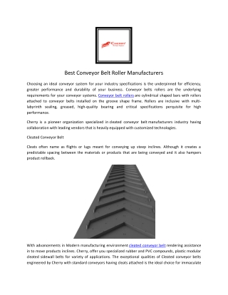 Conveyor Belt - Kashetter Group of Firms