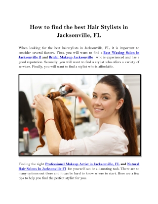 How to find the best Hair Stylists in Jacksonville, FL