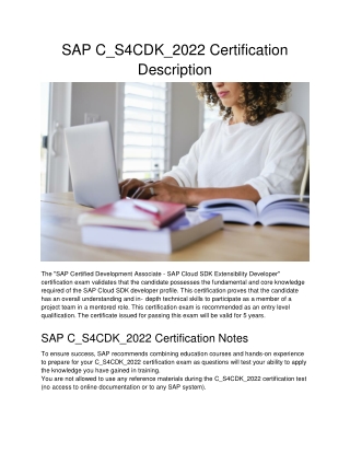 SAP C_S4CDK_2022 Certification Description