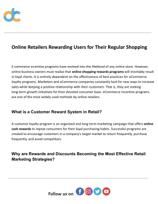 Online Retailers Rewarding Users for Their Regular Shopping
