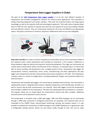 Temperature Data Logger Suppliers in Dubai