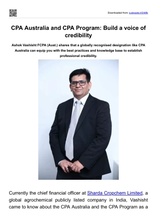 CPA Australia and CPA Program- Build a voice of credibility