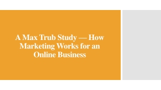 A Max Trub Study — How Marketing Works for an Online Business