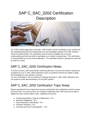 SAP C_SAC_2202 Certification Description