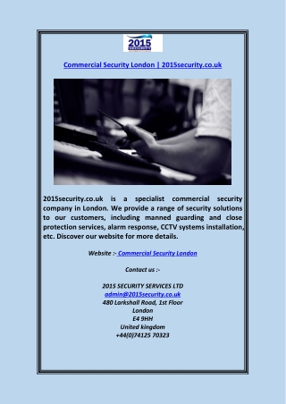 Commercial Security London  2015security.co.uk