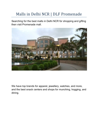 Malls in Delhi NCR | DLF Promenade