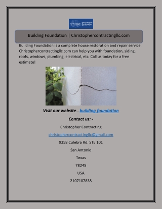 Building Foundation | Christophercontractingllc.com