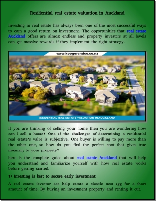 real estate and property valuation in auckland