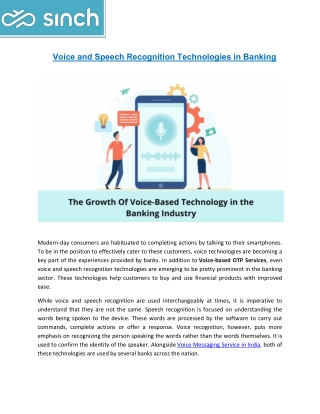 Voice and Speech Recognition Technologies in Banking