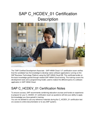 SAP C_HCDEV_01 Certification Description