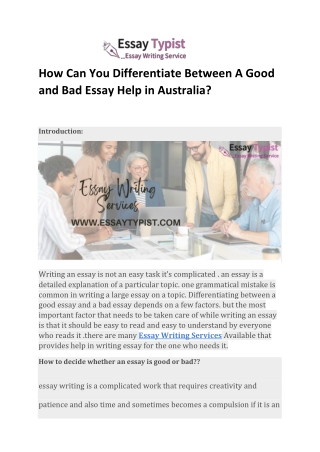 How Can You Differentiate Between A Good and Bad Essay Help in Australia