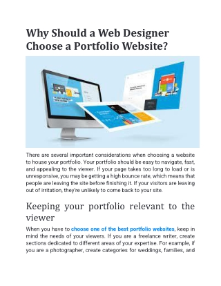 Why Should a Web Designer Choose a Portfolio Website