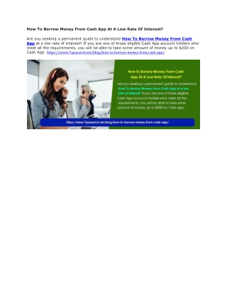How To Borrow Money From Cash App At A Low Rate Of Interest
