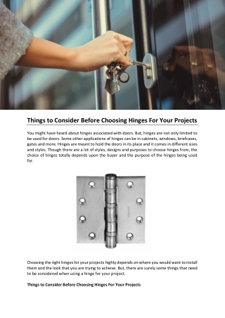 Things to Consider Before Choosing Hinges For Your Projects