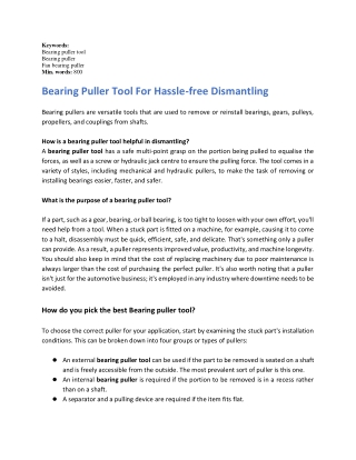 Bearing Puller Tool For Hassle-free Dismantling