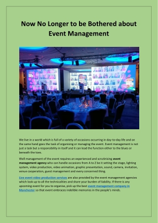 Now No Longer to be Bothered about Event Management