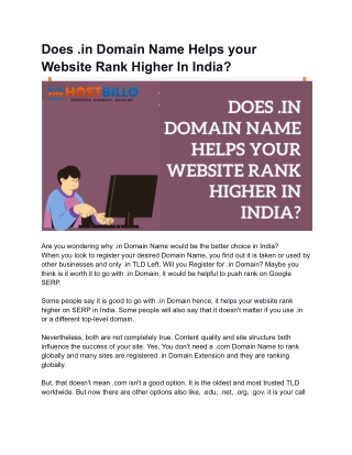 Does .in Domain Name Helps your Website Rank Higher In India?