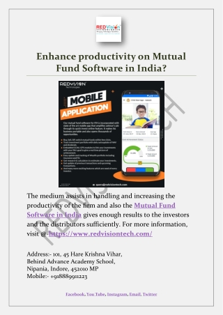 Enhance productivity on Mutual Fund Software in India